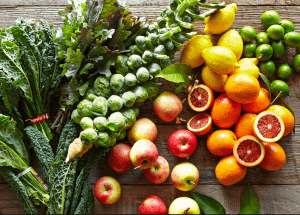 a group of fruits and vegetables on a wood surface Healthy Weight Loss Diets Dysart